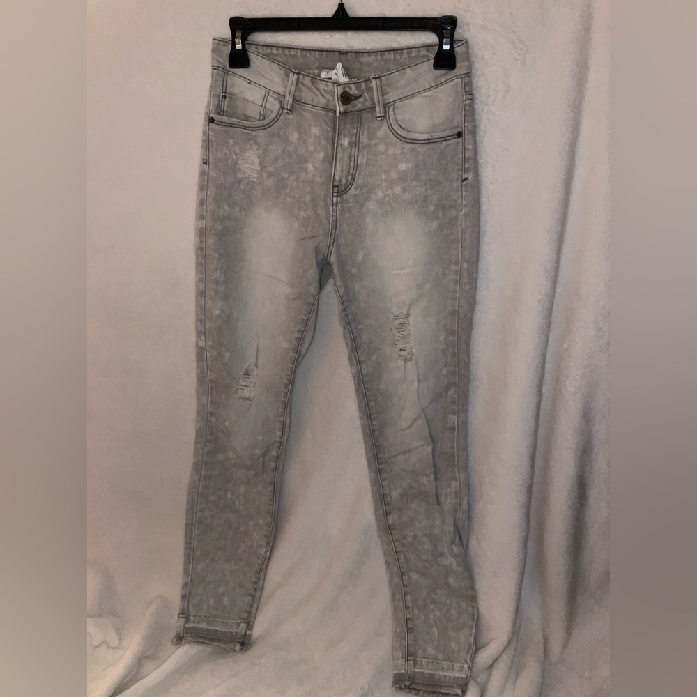 Grey and white jeans